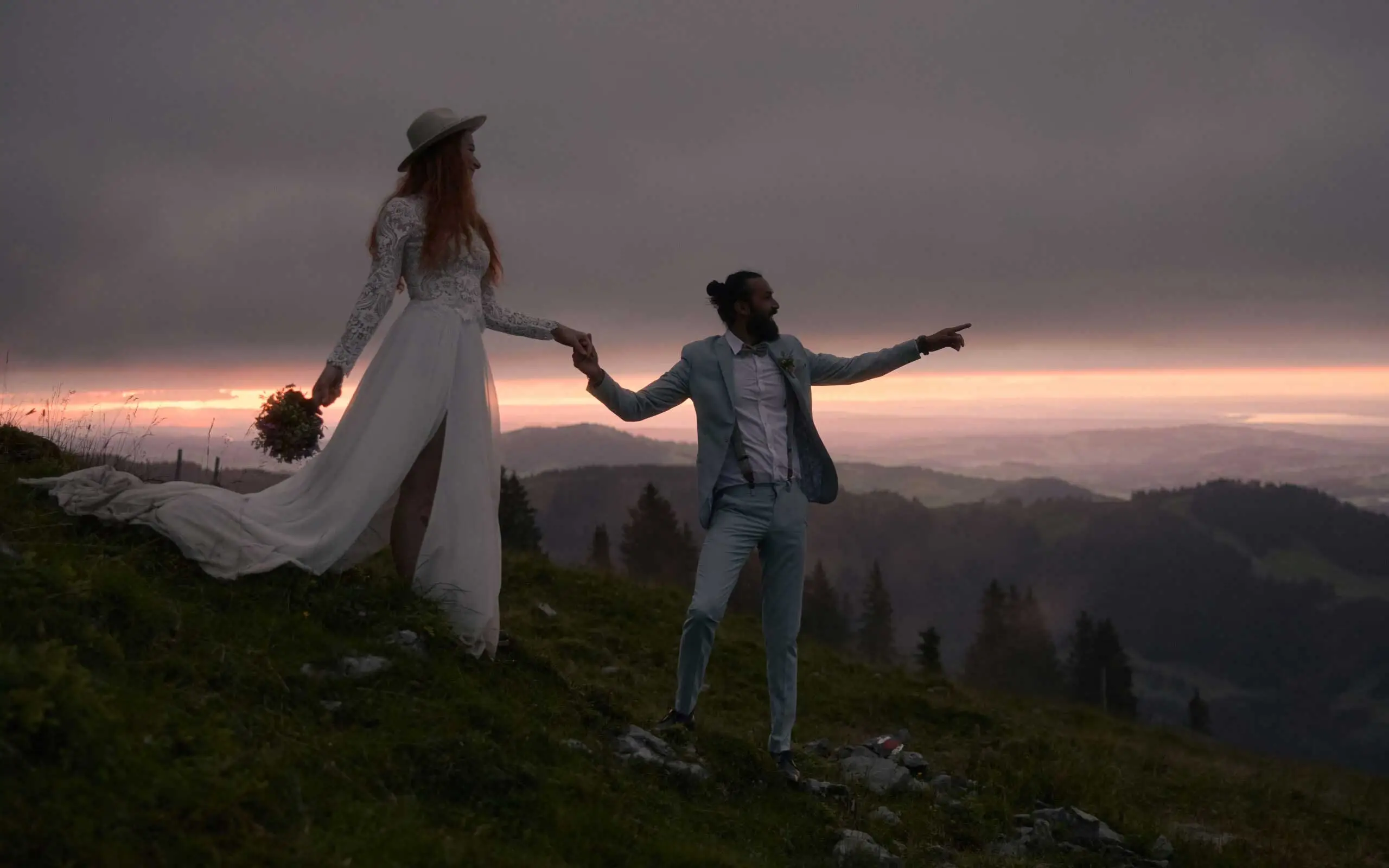 Hochzeit Appenzell paar berge