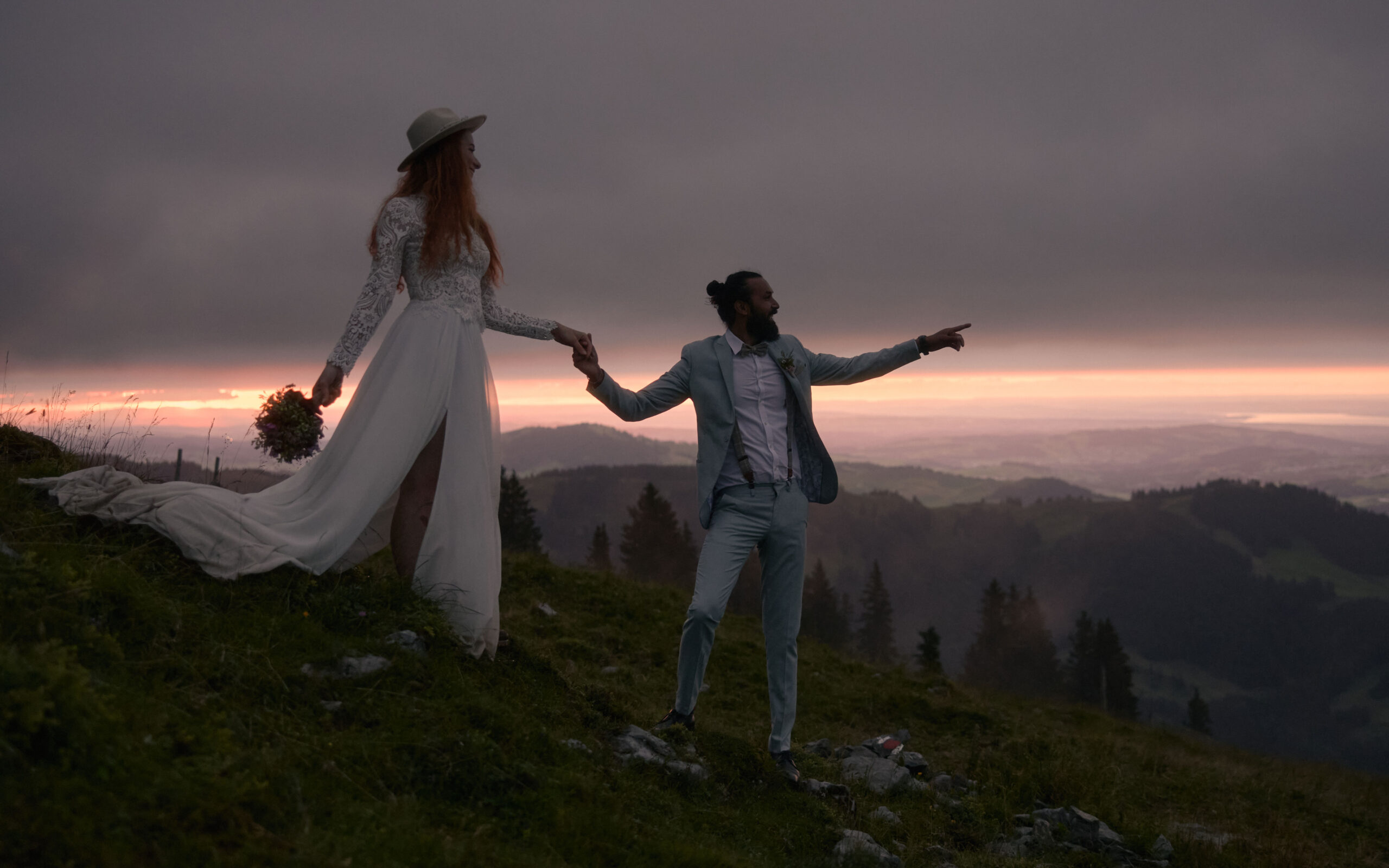 Hochzeit Appenzell paar berge