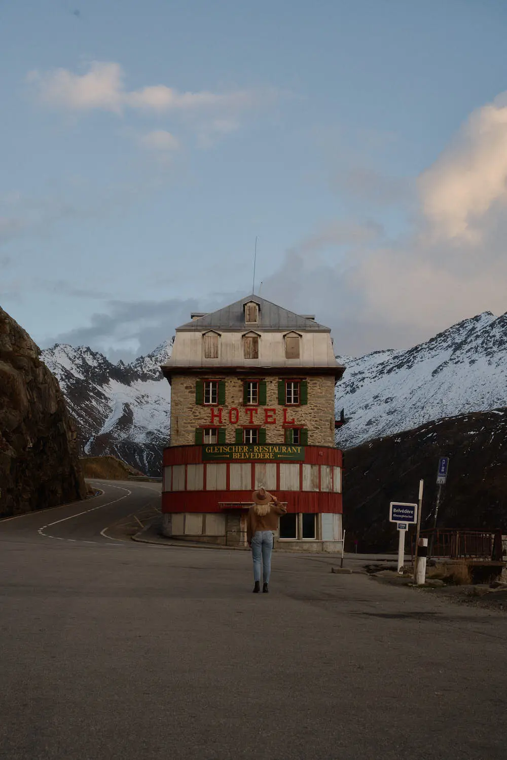 The Hotel Belvédère on the Furka Pass