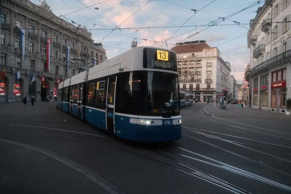 Tram in Zurich city centre