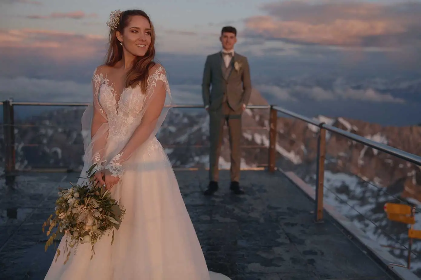Wedding party with a view of the Säntis, Appenzell